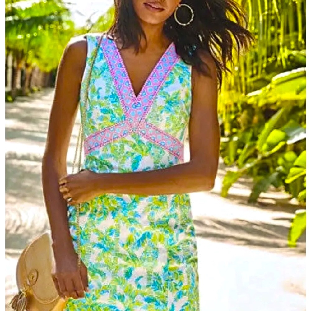 Lilly Pulitzer NWT Lanora Stretch Shift Dress Fresh Citrus Keep Palm - Picture 9 of 10